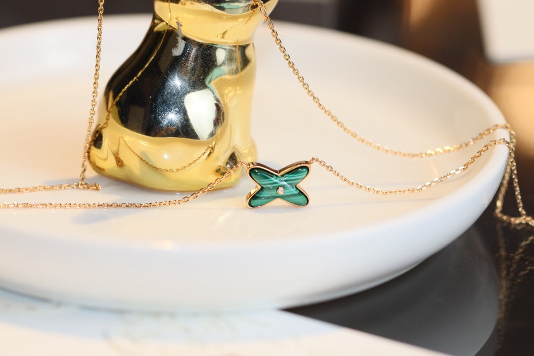 ¡®Lume Jewelry¡¯JEUX MALACHITE 1 DIAMOND PINK GOLD NECKLACE