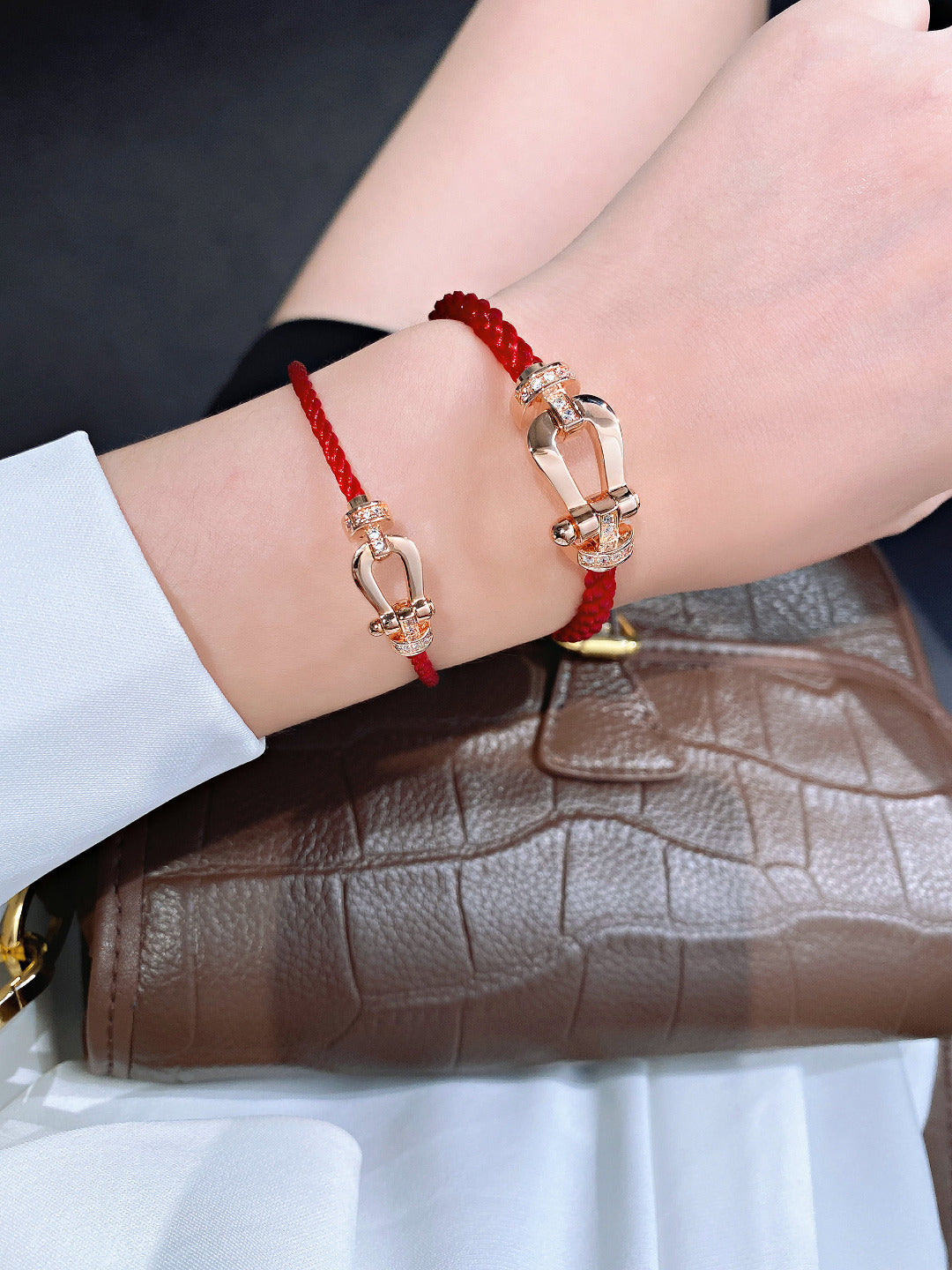 ¡®Lume Jewelry¡¯FORCE 10 HALF DIAMOND PINK GOLD RED CORDERI LARGE AND MEDIUM MODEL