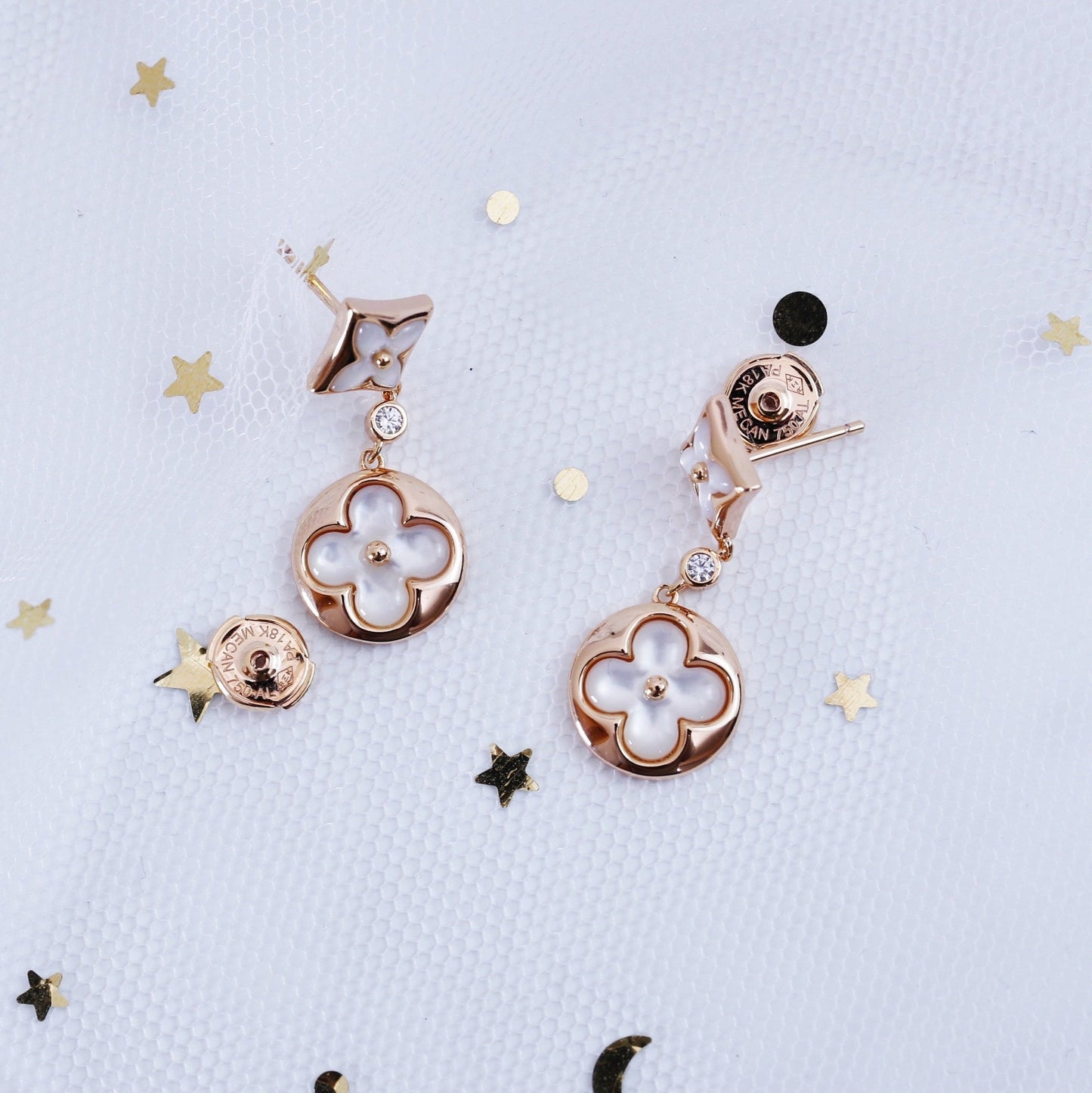 ¡®Lume Jewelry¡¯STAR AND SUN PINK GOLD MOP DROP EARRINGS