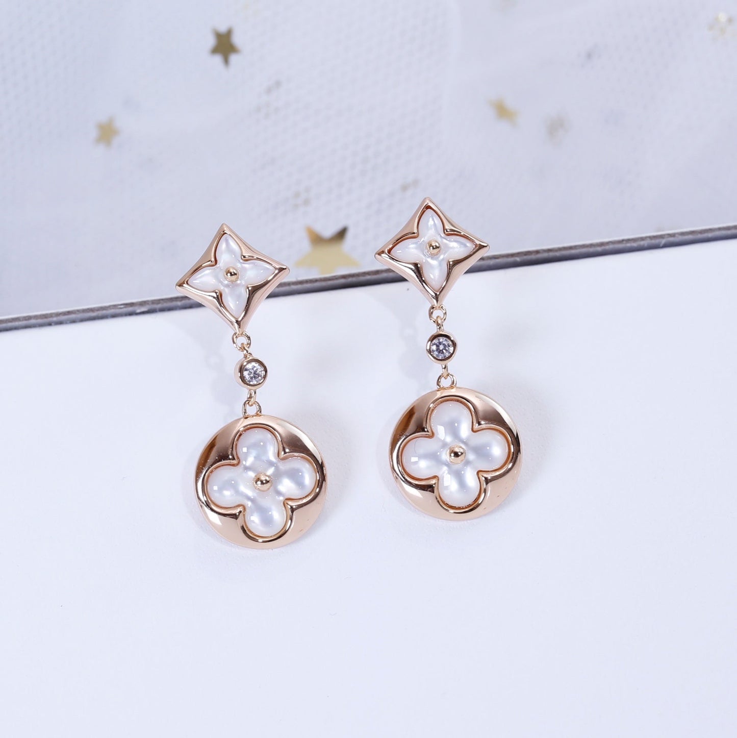 ¡®Lume Jewelry¡¯STAR AND SUN PINK GOLD MOP DROP EARRINGS