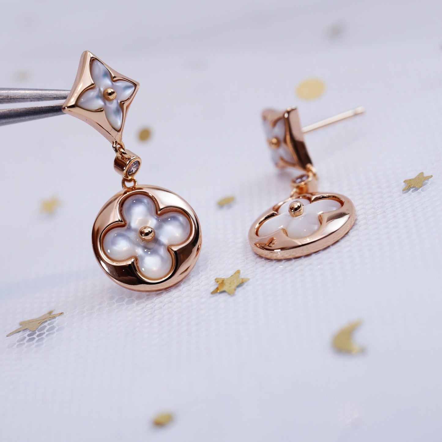¡®Lume Jewelry¡¯STAR AND SUN PINK GOLD MOP DROP EARRINGS