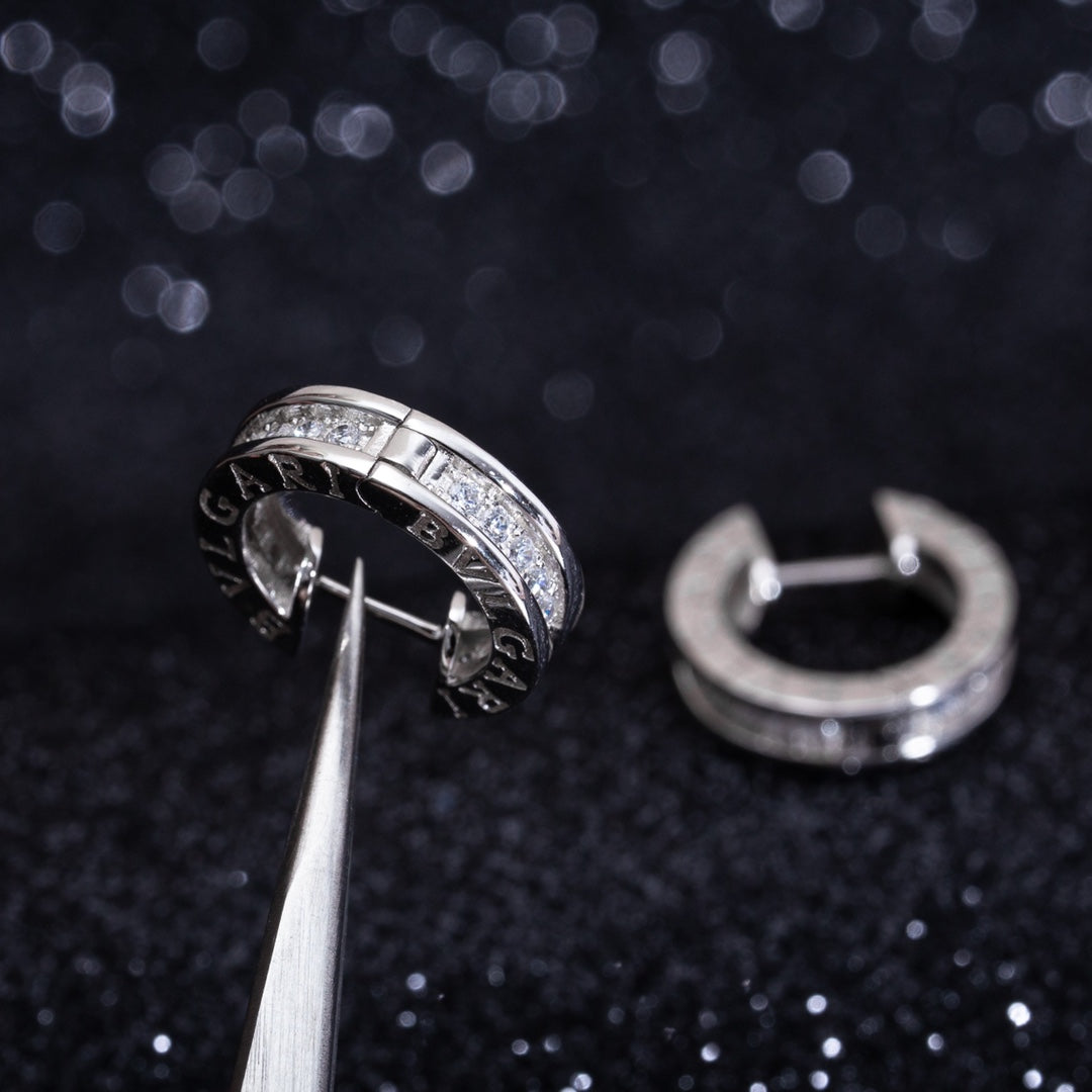 [Lume Jewelry]ZERO 1 MINI SILVER DIAMOND EARRINGS