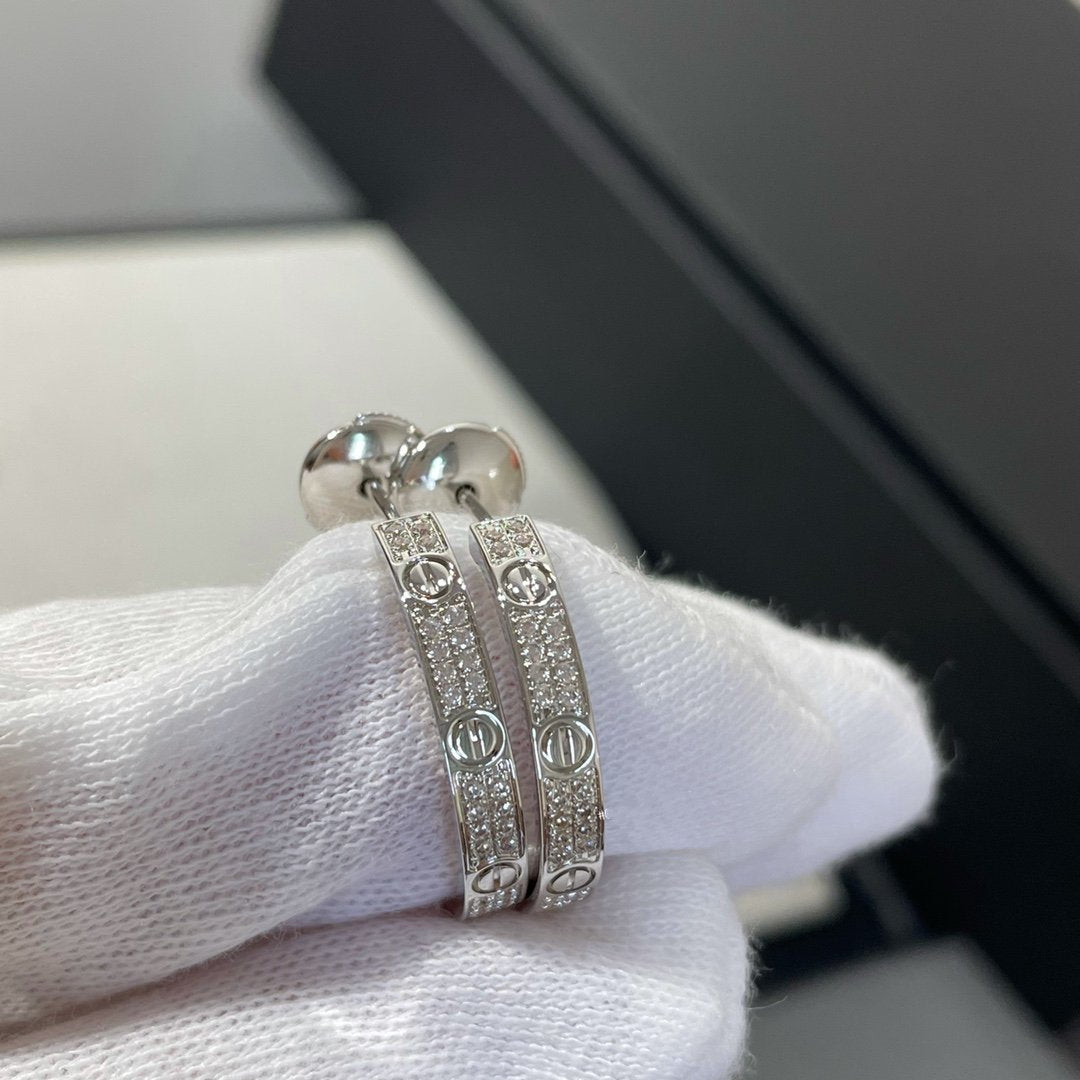 ¡®Lume Jewelry¡¯LOVE DIAMOND SILVER HOOP EARRINGS