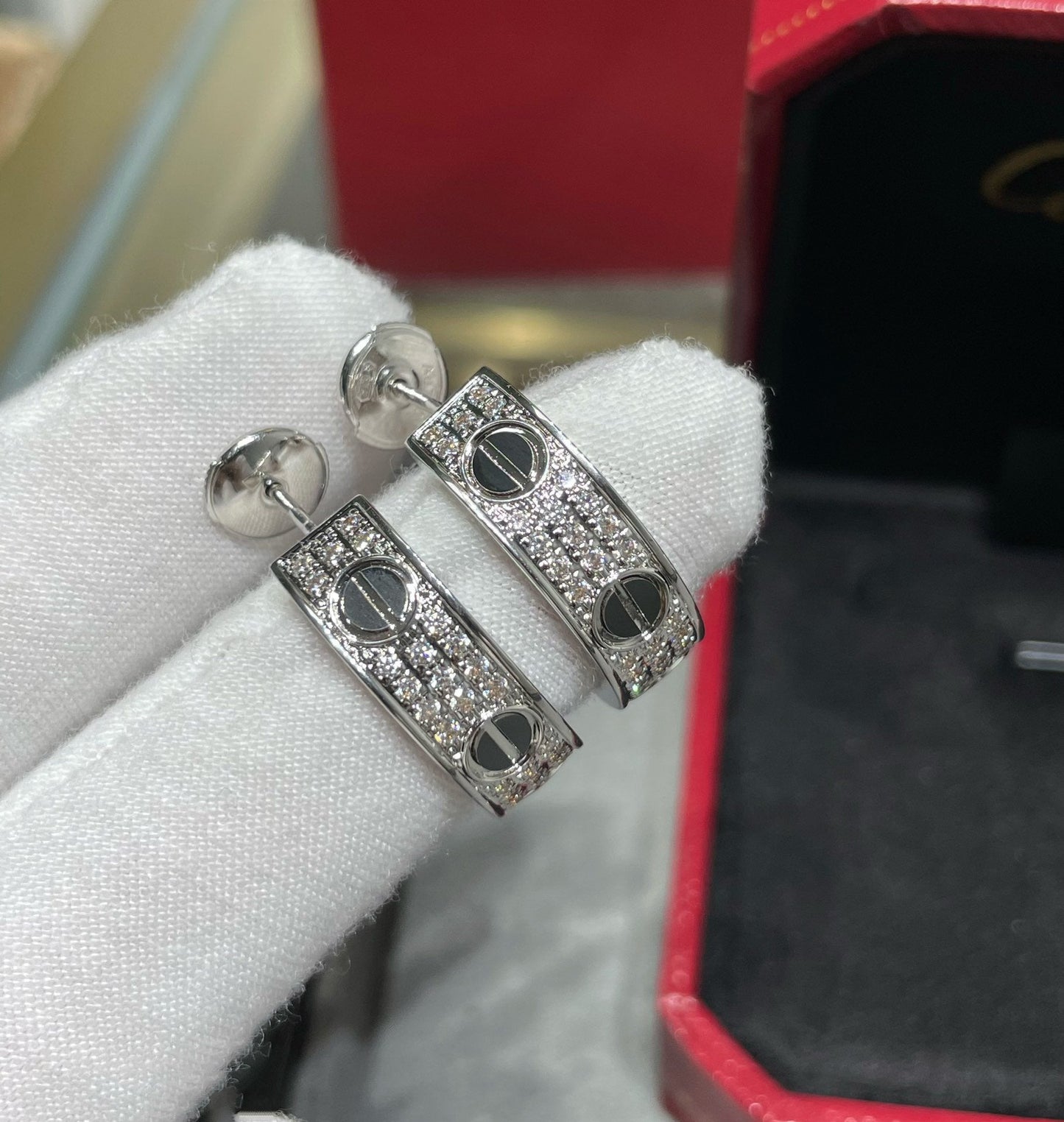 ¡®Lume Jewelry¡¯LOVE CERAMIC DIAMOND PAVED SILVER EARRINGS