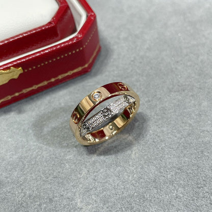 ¡®Lume Jewelry¡¯LOVE PINK GOLD SILVER DIAMOND DOUBLE RING