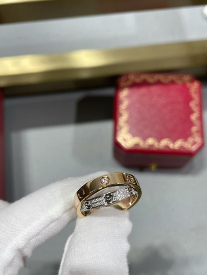¡®Lume Jewelry¡¯LOVE PINK GOLD SILVER DIAMOND DOUBLE RING