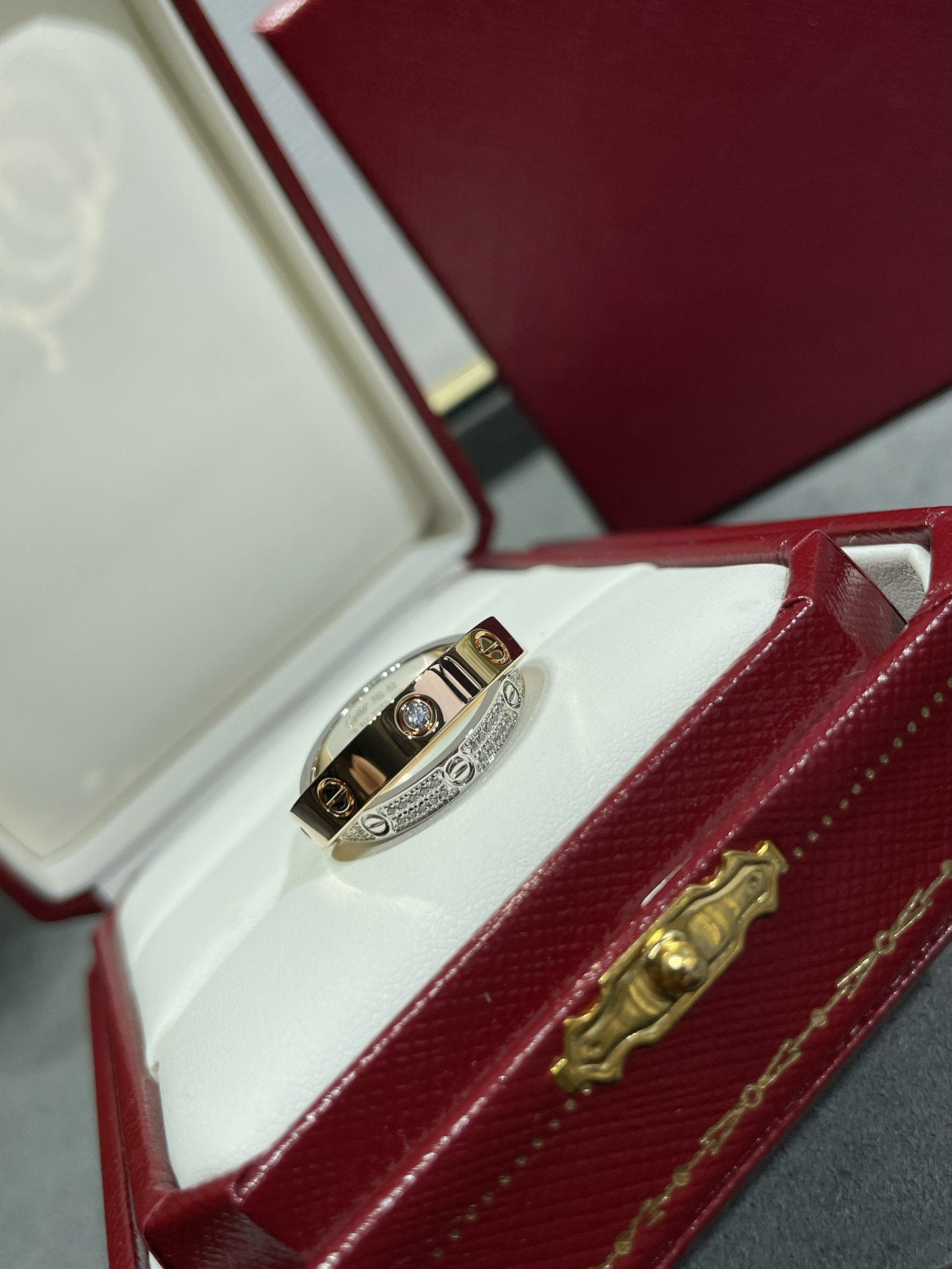 ¡®Lume Jewelry¡¯LOVE PINK GOLD SILVER DIAMOND DOUBLE RING