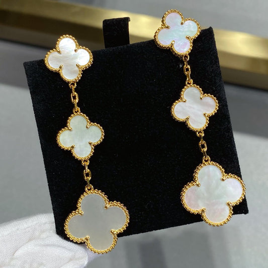 ¡®Lume Jewelry¡¯CLOVER MOP 3 MOTIFS GOLD EARRINGS
