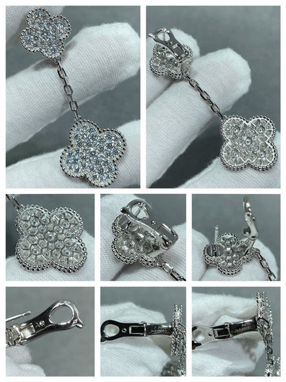 ¡®Lume Jewelry¡¯CLOVER 2 MOTIFS DIAMOND PAVED SILVER EARRINGS