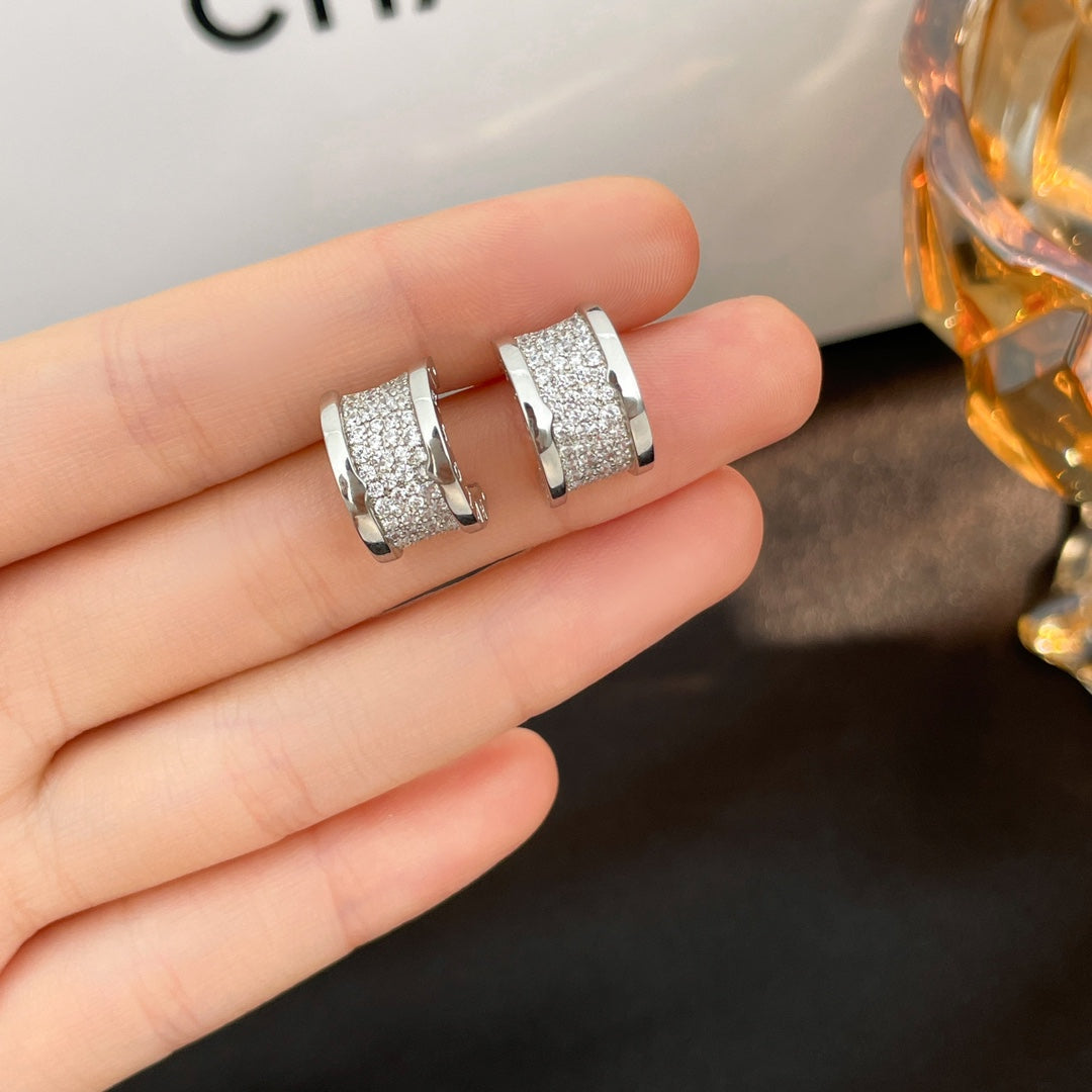 [Lume Jewelry]ZERO 1 DIAMOND PAVED EARRINGS