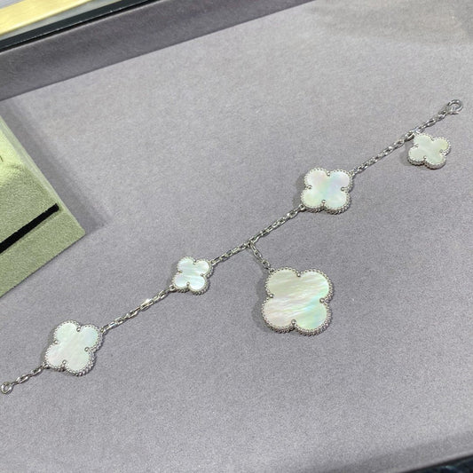 ¡®Lume Jewelry¡¯CLOVER 5 MOTIF WHITE MOP SILVER BRACELET