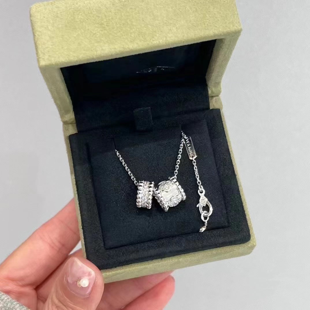 ¡®Lume Jewelry¡¯PERLEE DOUBLE PENDANT SILVER DIAMOND NECKLACE