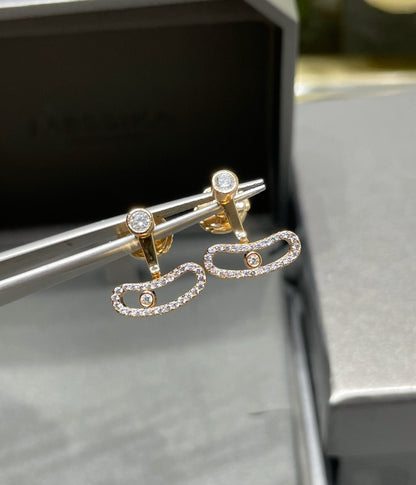 [Lume Jewelry]MOVE UNO PINK GOLD DIAMOND EARRINGS