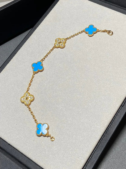 [Lume Jewelry]New CLOVER 5 MOTIF BLUE AGATE BRACELET COLLECTION