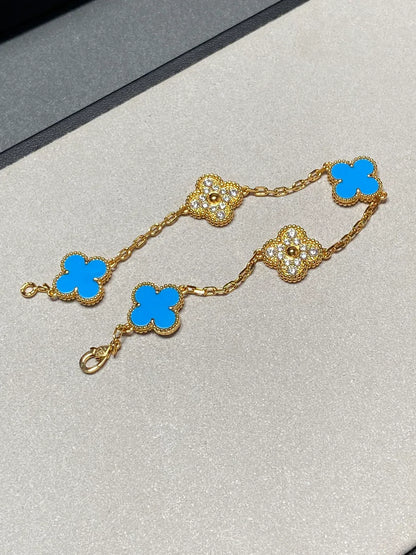 [Lume Jewelry]New CLOVER 5 MOTIF BLUE AGATE BRACELET COLLECTION