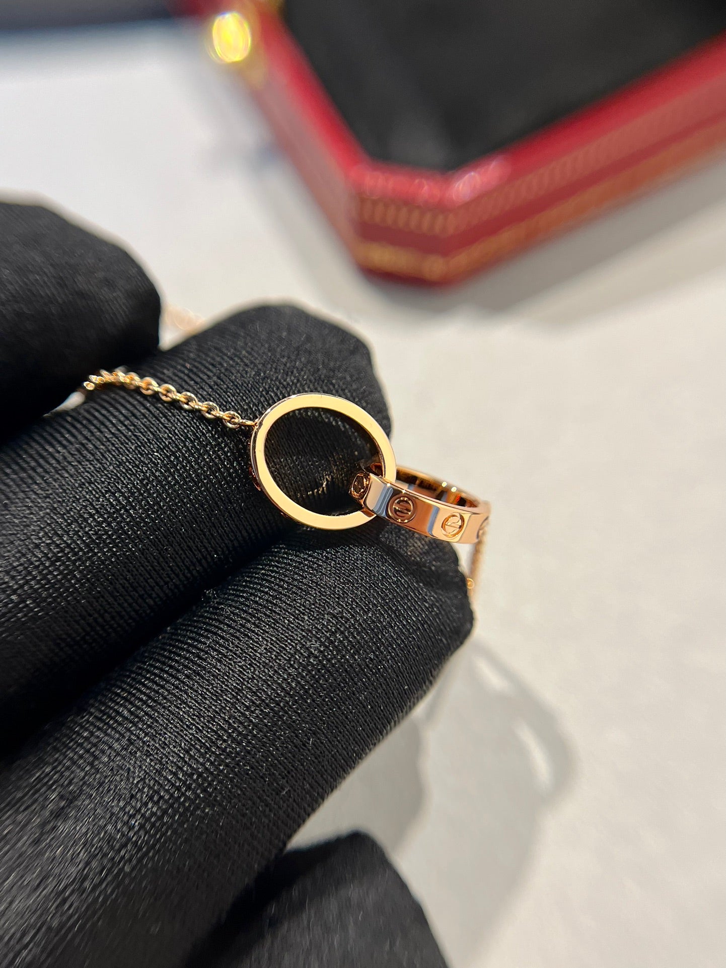 ¡®Lume Jewelry¡¯LOVE NECKLACE DOUBLE RING PINK GOLD