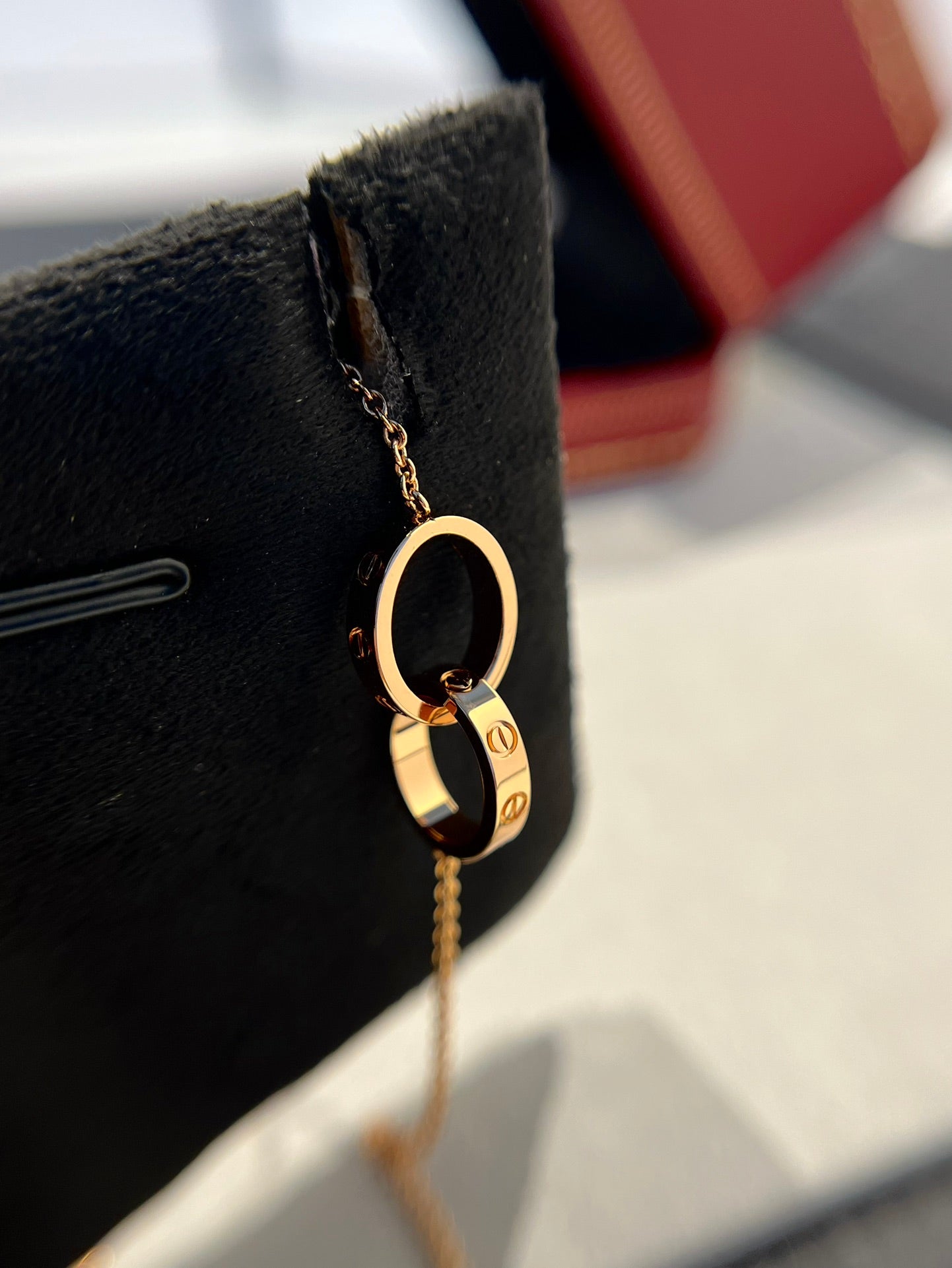 ¡®Lume Jewelry¡¯LOVE NECKLACE DOUBLE RING PINK GOLD
