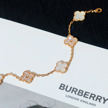 [Lume Jewelry]New CLOVER WHITE PEARL MOP 5 MOTIF BRACELET COLLECTION
