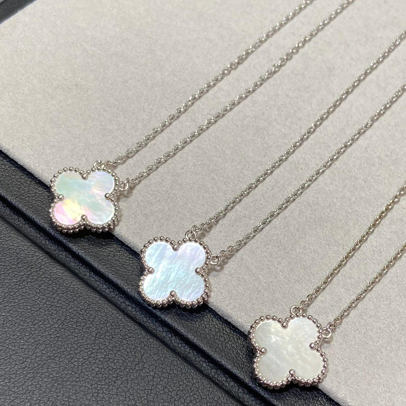 ¡®Lume Jewelry¡¯CLOVER MEDIUM SILVER WHITE MOP NECKLACE