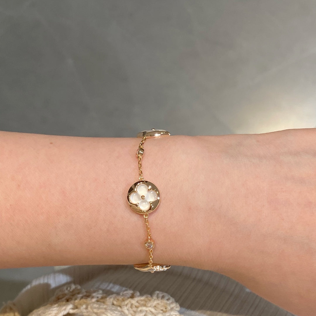 ¡®Lume Jewelry¡¯STAR AND SUN 4 MOTIF WHITE MOP PINK GOLD BRACELET