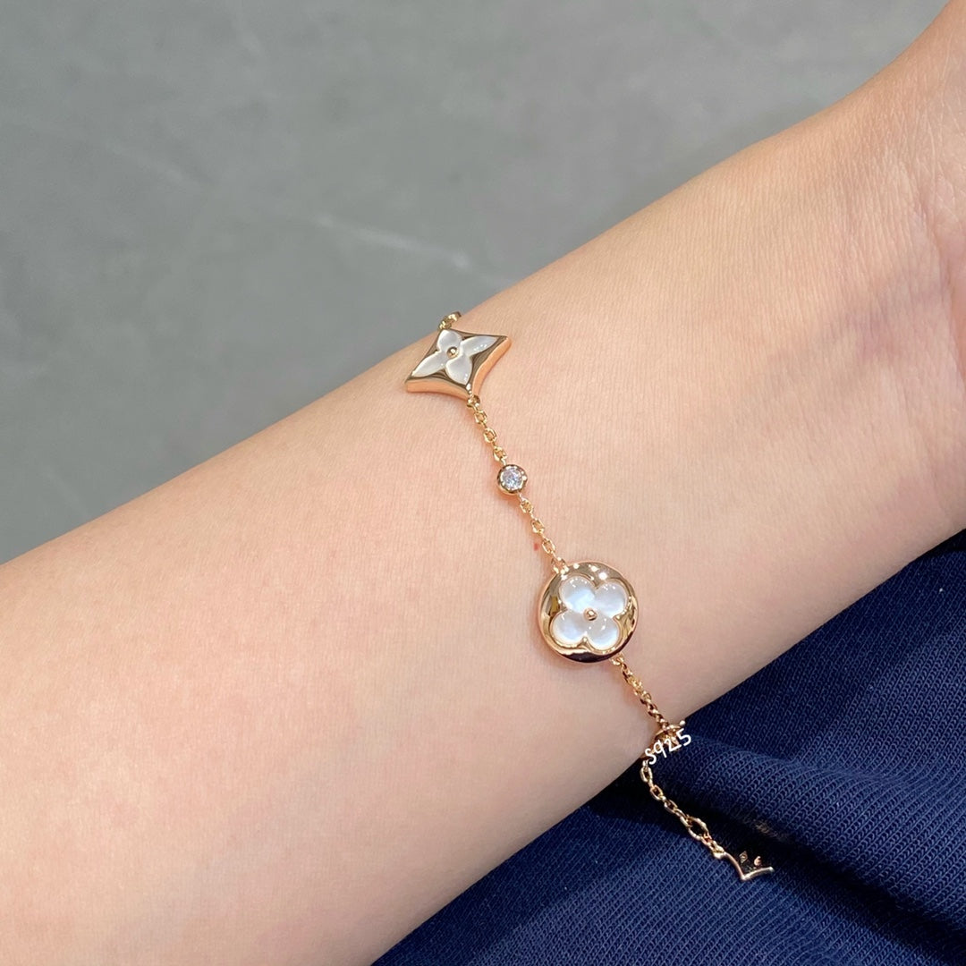 ¡®Lume Jewelry¡¯STAR AND SUN 4 MOTIF WHITE MOP PINK GOLD BRACELET