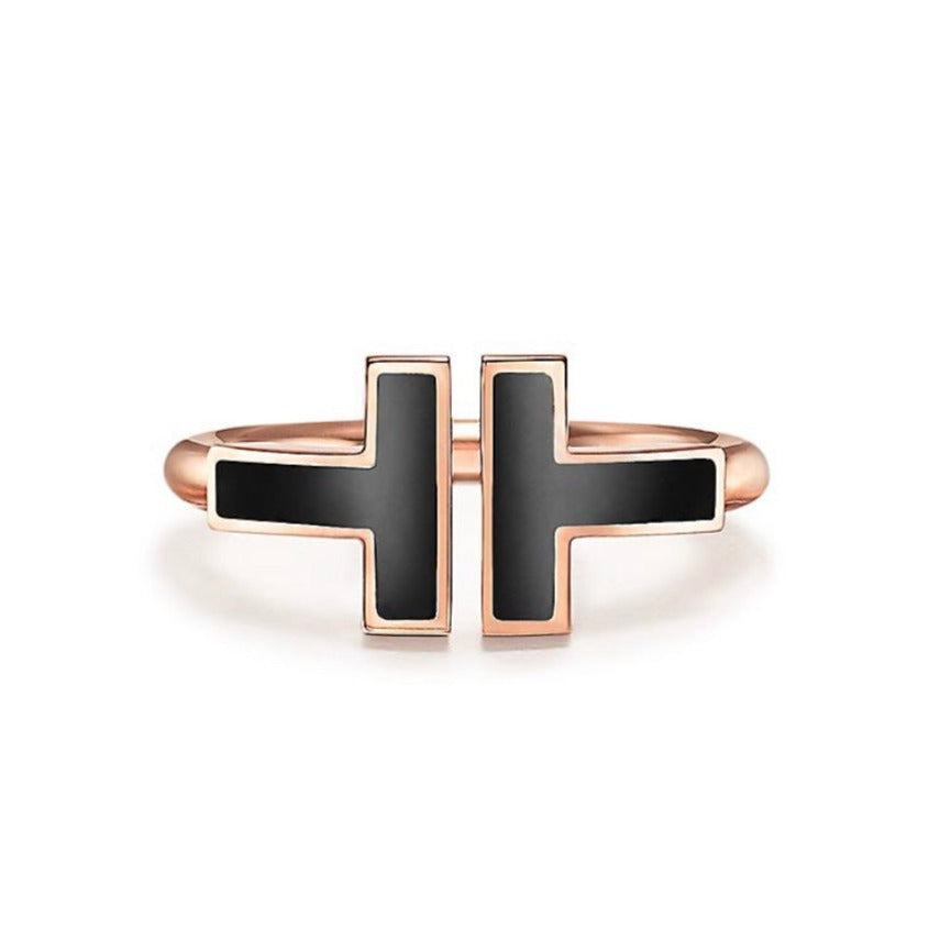 [Lume Jewelry]T SMALL ONYX PINK GOLD RING