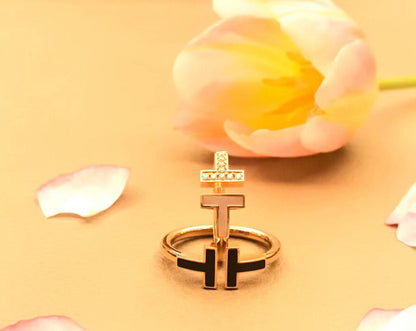 [Lume Jewelry]T SMALL ONYX PINK GOLD RING
