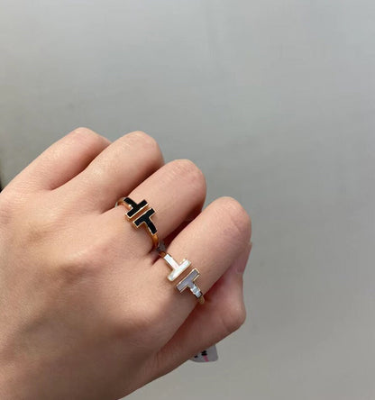 [Lume Jewelry]T SMALL ONYX PINK GOLD RING