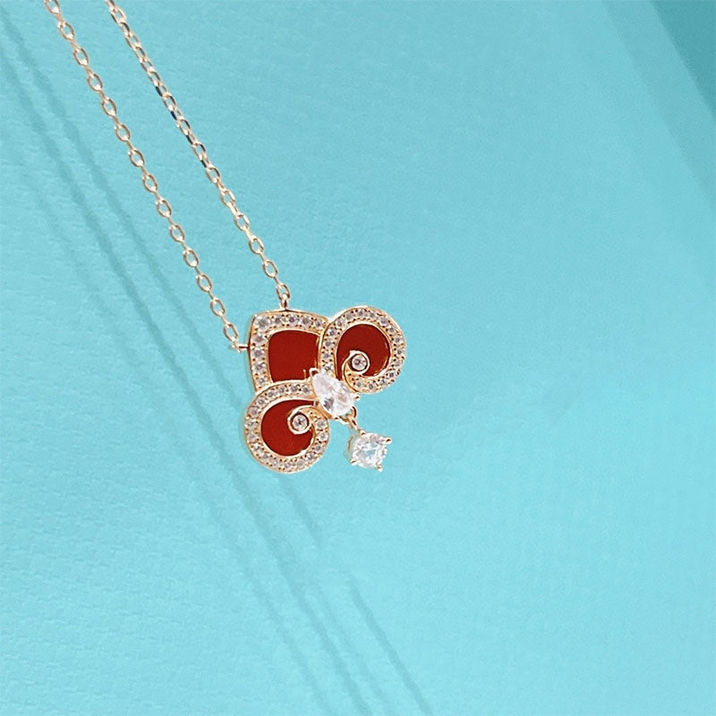 [Lume Jewelry]FLEUR DE LIS PINK GOLD DIAMOND NECKLACE
