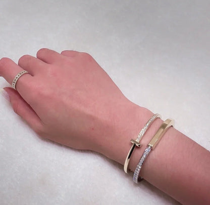 [Lume Jewelry]LOCK PINK GOLD SILVER DIAMOND BRACELET