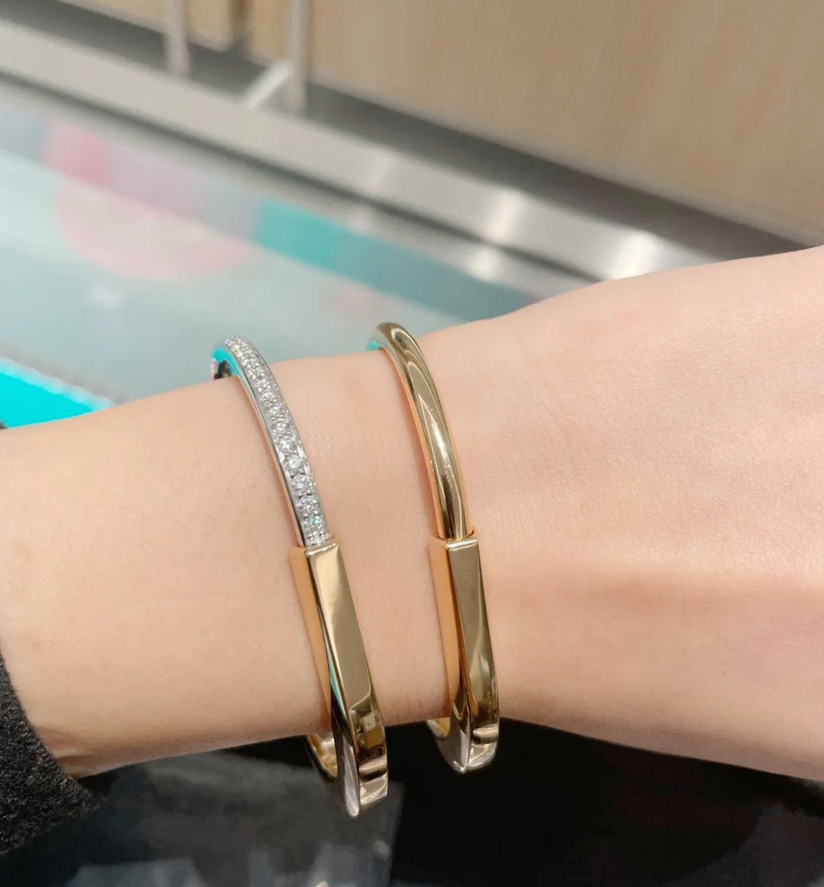 [Lume Jewelry]LOCK PINK GOLD SILVER DIAMOND BRACELET