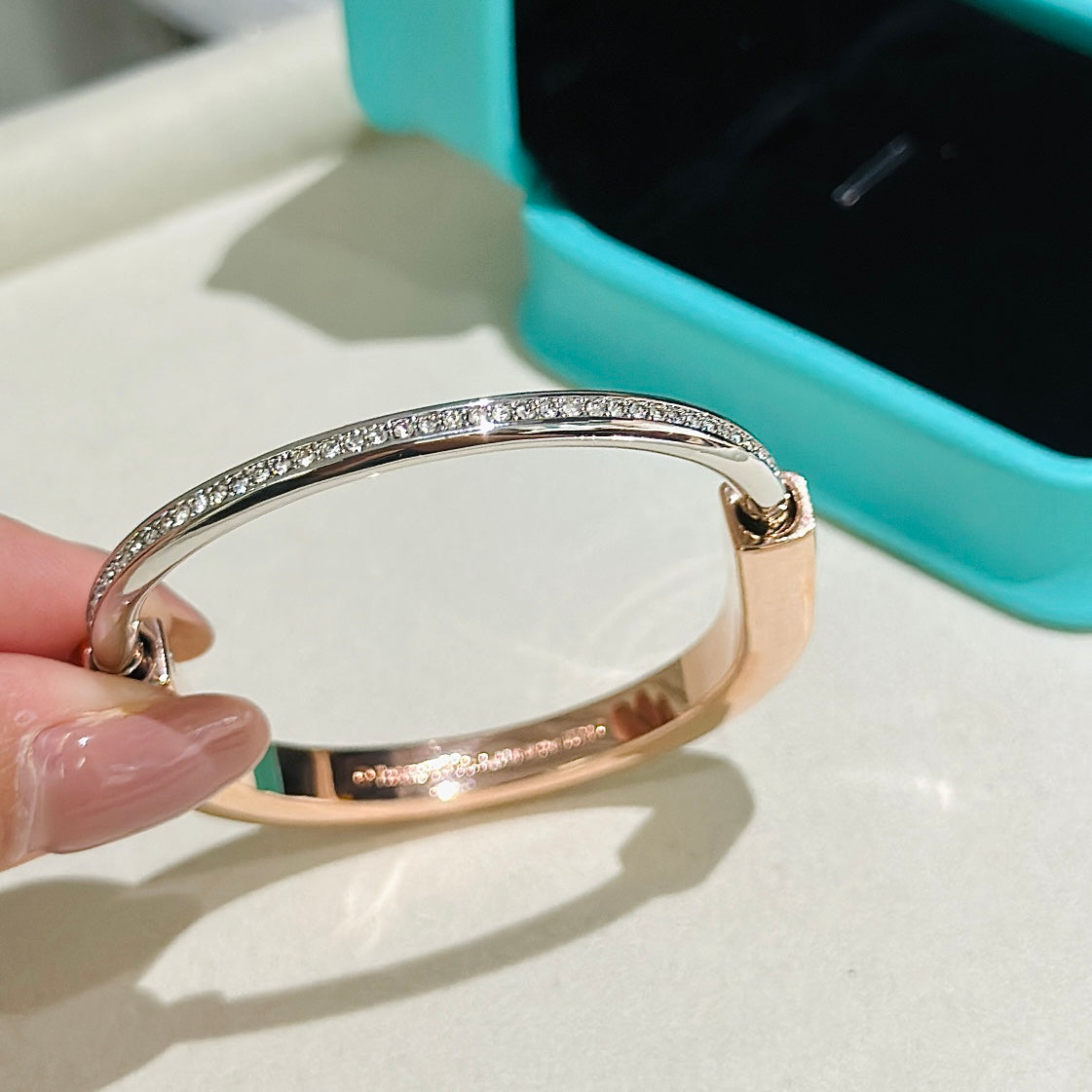 [Lume Jewelry]LOCK PINK GOLD SILVER DIAMOND BRACELET
