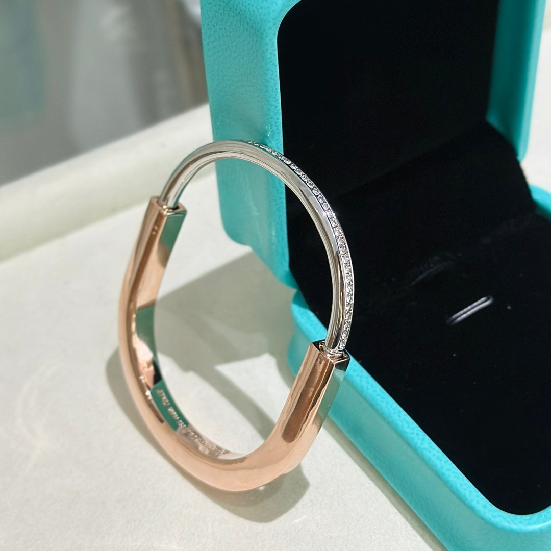 [Lume Jewelry]LOCK PINK GOLD SILVER DIAMOND BRACELET