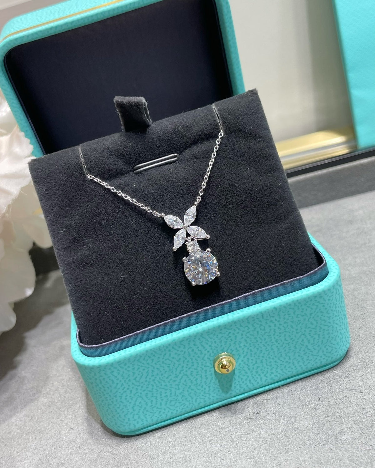 [Lume Jewelry]VICTORIA PENDANT SILVER DIAMOND NECKLACE