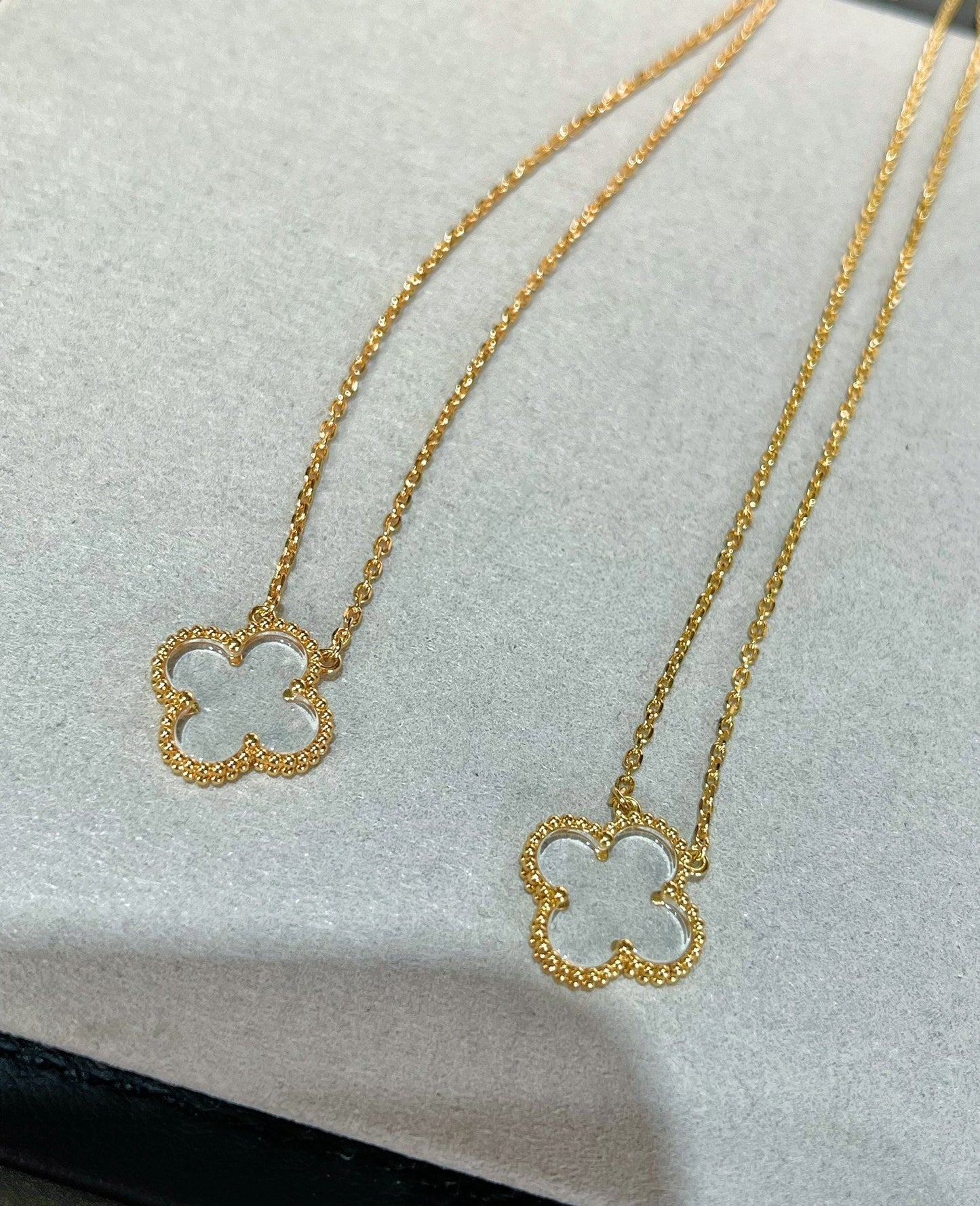 ¡®Lume Jewelry¡¯CLOVER ROCK CRYSTAL ROSE GOLD NECKLACE