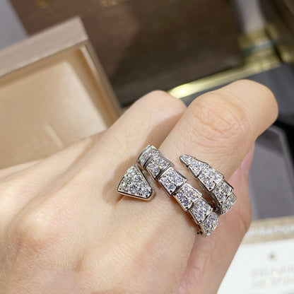 [Lume Jewelry]SERPENTI DOUBLE RING SILVER DIAMOND PAVED