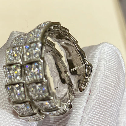 [Lume Jewelry]SERPENTI DOUBLE RING SILVER DIAMOND PAVED