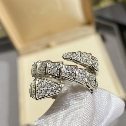 [Lume Jewelry]SERPENTI DOUBLE RING SILVER DIAMOND PAVED