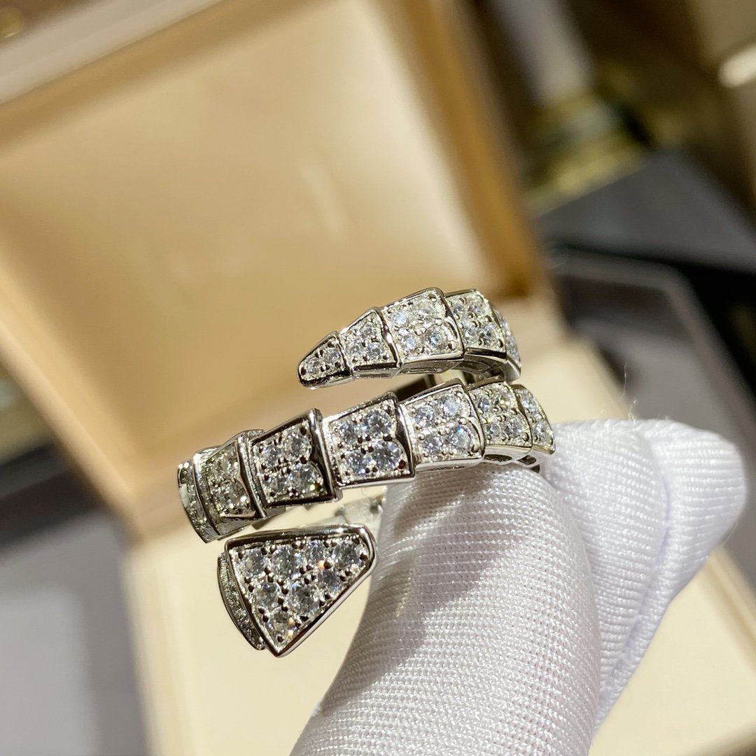 [Lume Jewelry]SERPENTI DOUBLE RING SILVER DIAMOND PAVED