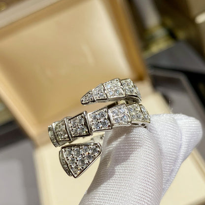 [Lume Jewelry]SERPENTI DOUBLE RING SILVER DIAMOND PAVED