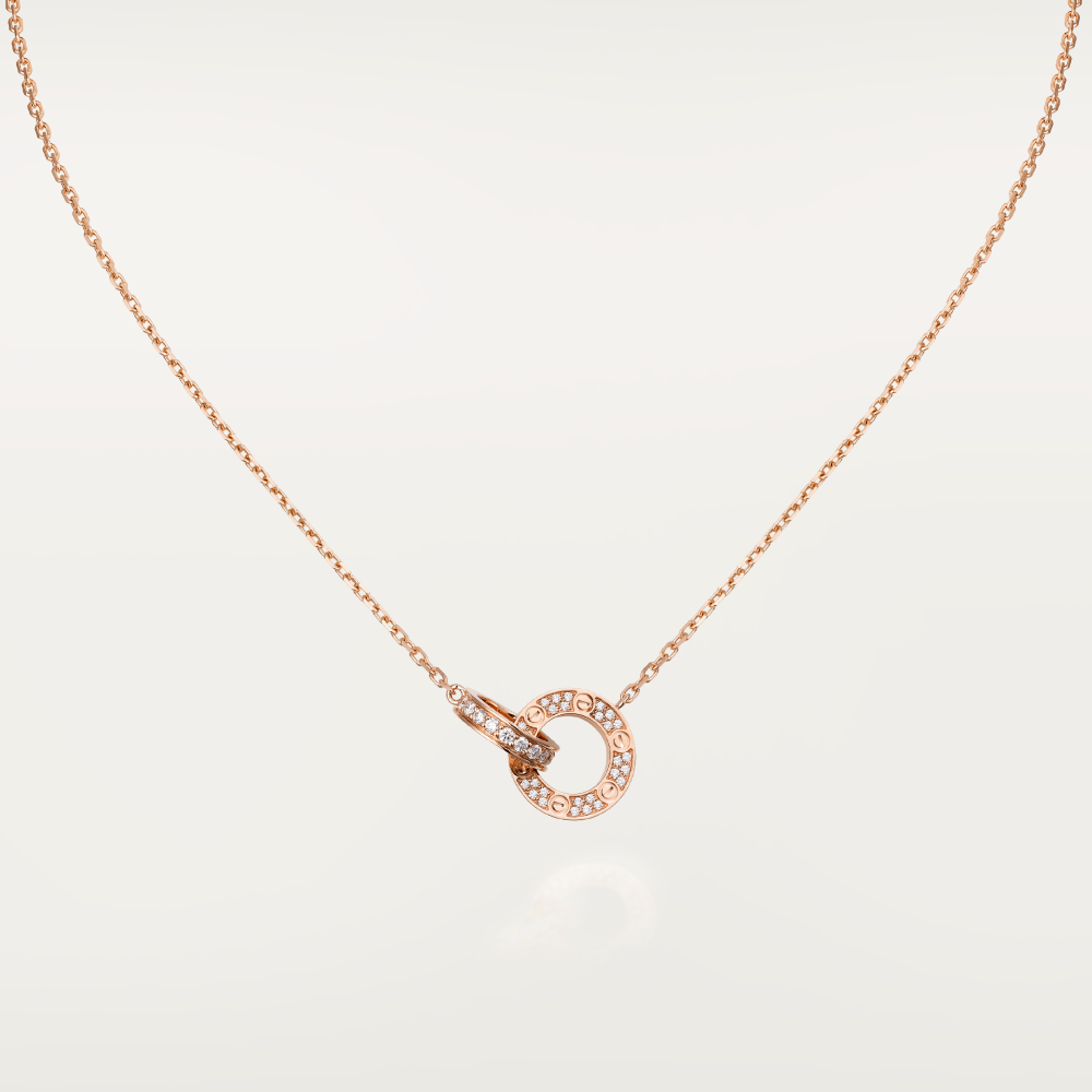 ¡®Lume Jewelry¡¯LOVE 7.6MM NECKLACE ROSE GOLD AND SILVER  FULL DIAMOND