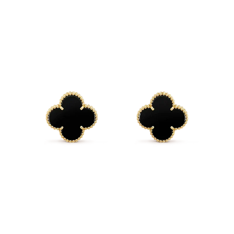 ¡®Lume Jewelry¡¯CLOVER MEDIUM 1 MOTIFS  ONYX STUD EARRINGS