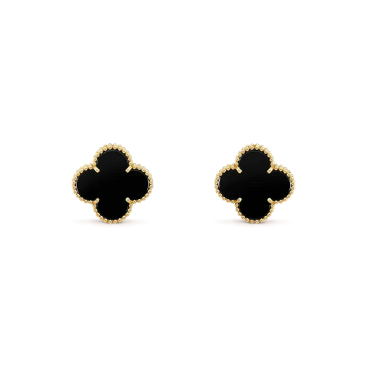 ¡®Lume Jewelry¡¯CLOVER MEDIUM 1 MOTIFS  ONYX STUD EARRINGS