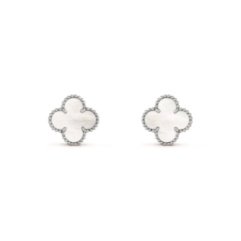 ¡®Lume Jewelry¡¯CLOVER MEDIUM 1 MOTIFS  WHITE MOP EARRINGS SILVER