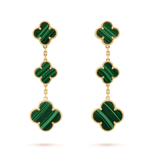 ¡®Lume Jewelry¡¯CLOVER MALACHITE 3 MOTIFS GOLD