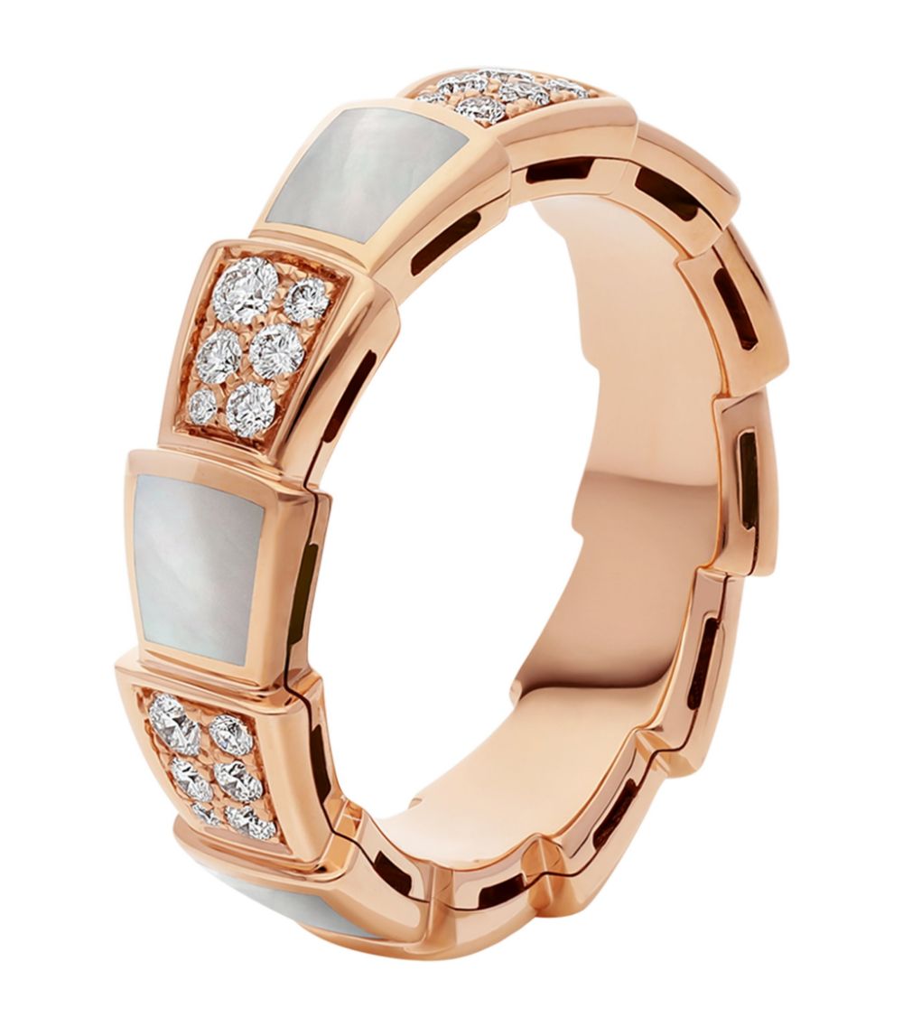 [Lume Jewelry]SERPENTI RING PINK GOLD MOP DIAMOND PAVED 4MM