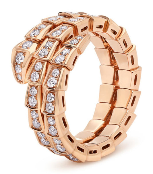 [Lume Jewelry]SERPENTI RING PINK GOLD DIAMOND DOUBLE ROW
