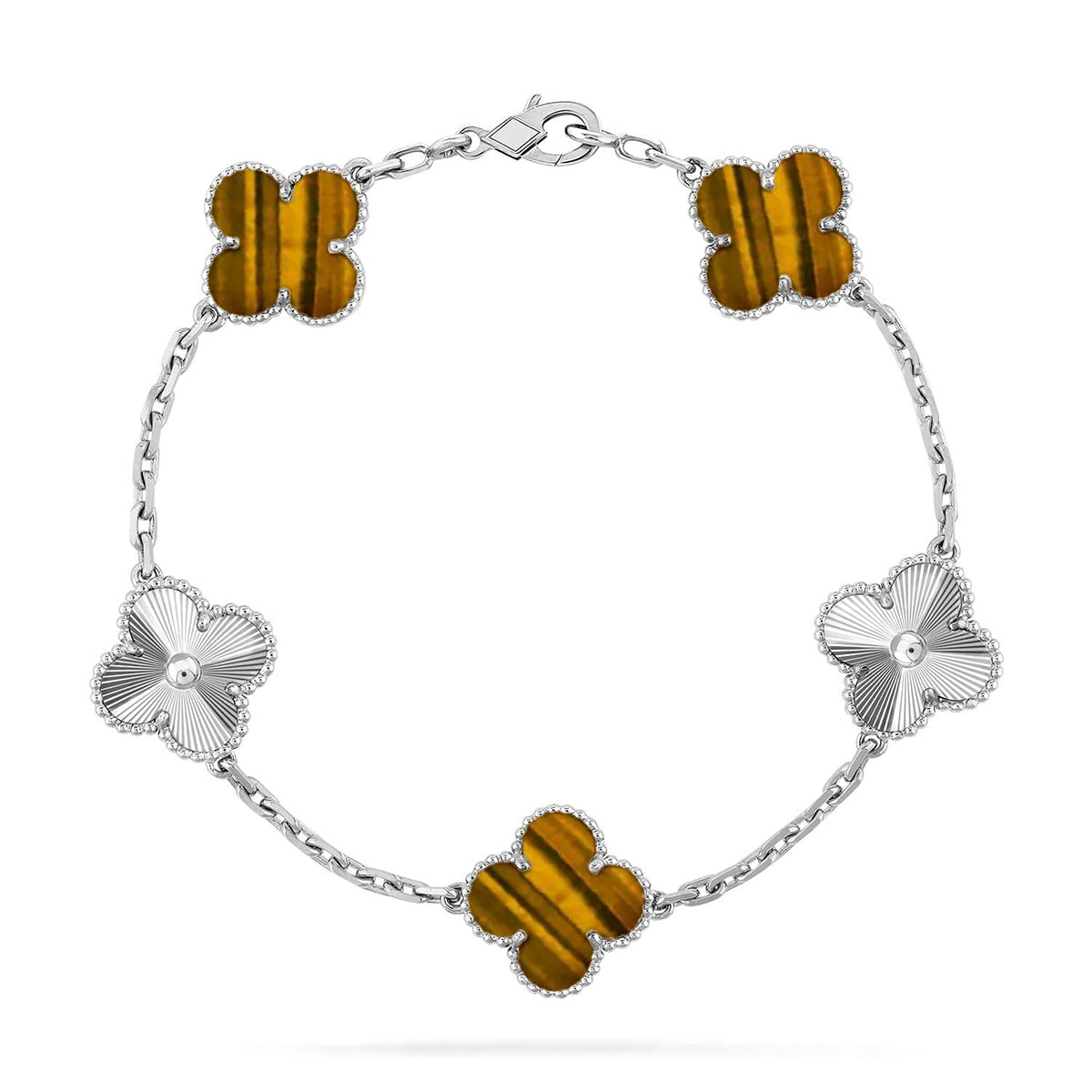 [Lume Jewelry]New  CLOVER 5 MOTIFS TIGER EYE BRACELET COLLECTION