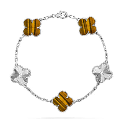 [Lume Jewelry]New  CLOVER 5 MOTIFS TIGER EYE BRACELET COLLECTION