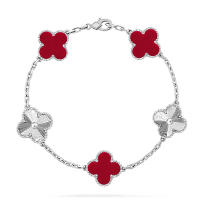 [Lume Jewelry]New  CLOVER 5 MOTIF RED CORNELIAN BRACELET COLLECTION